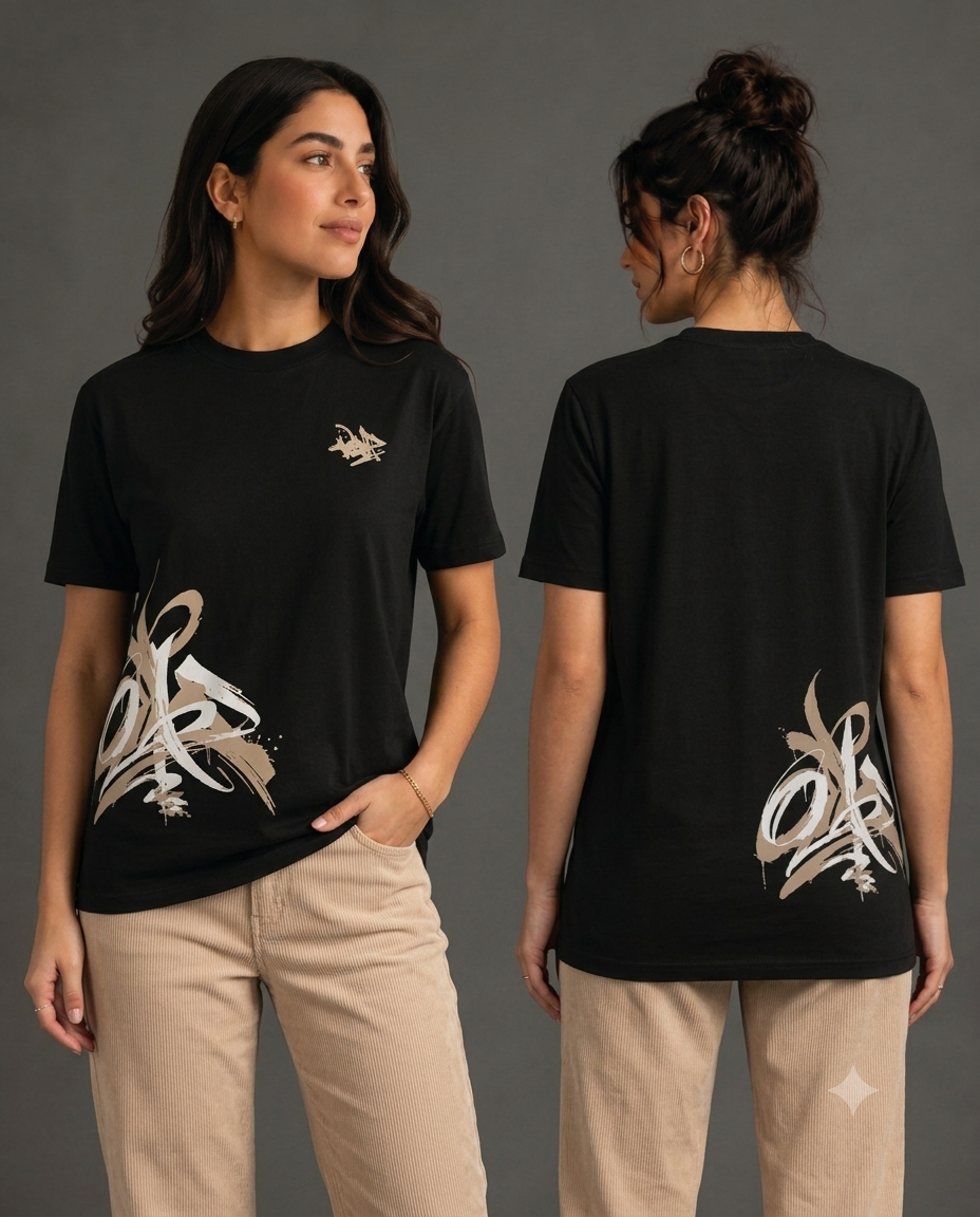 Printed Black T-shirt for women