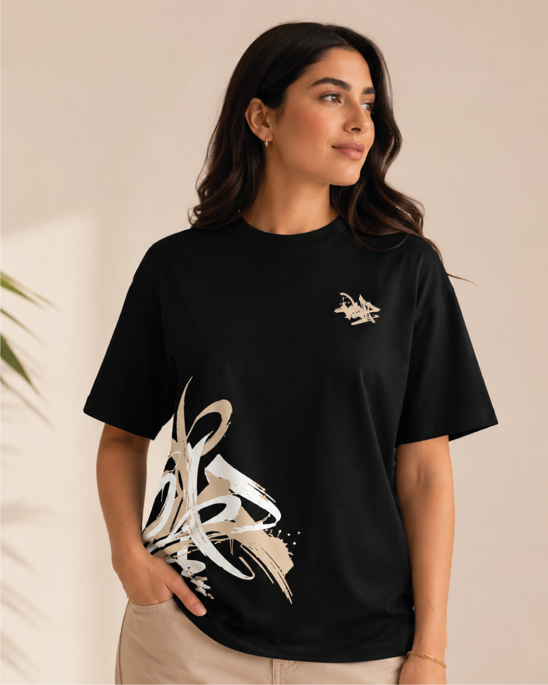 Printed Black T-shirt for women