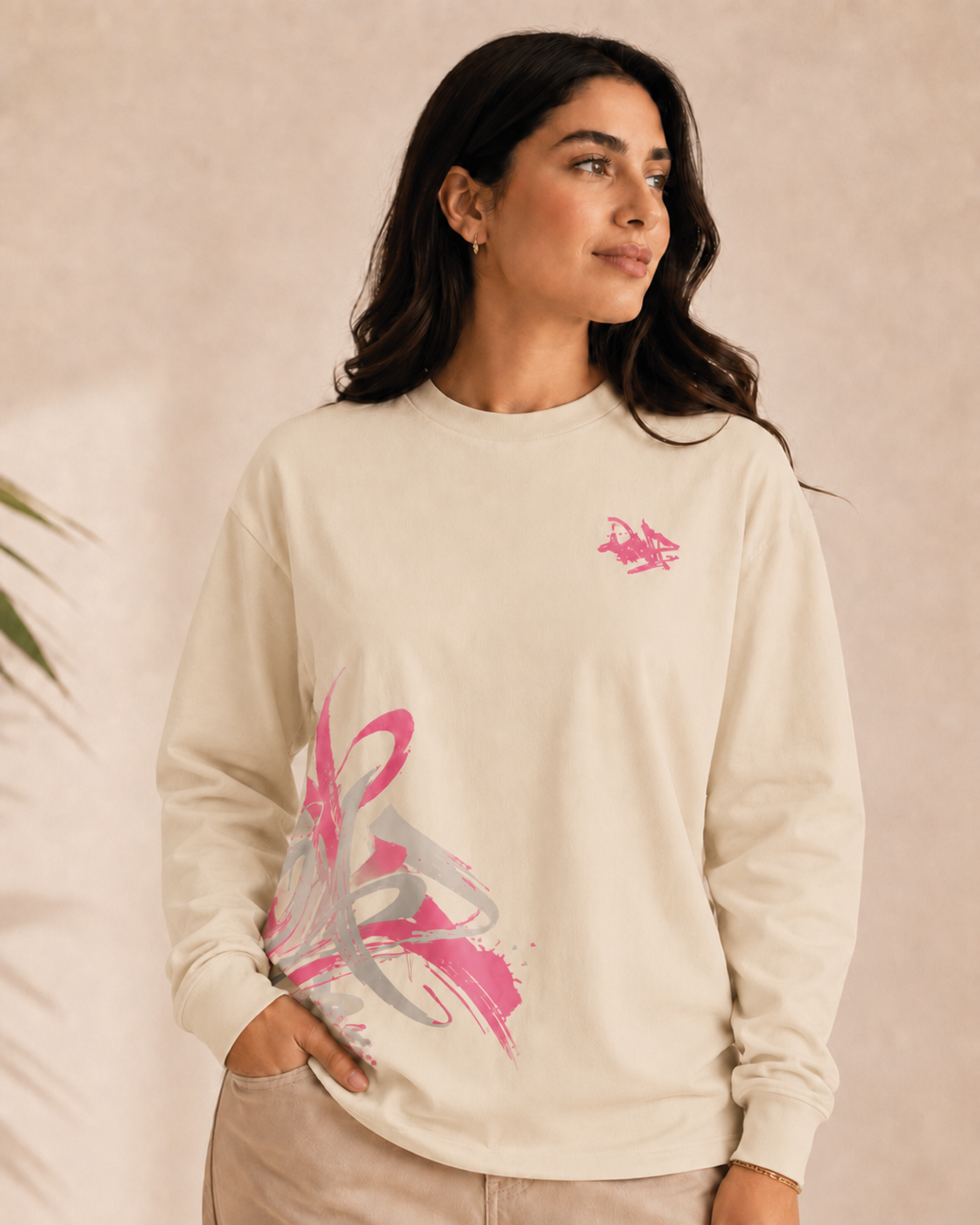 Printed Off-White Long sleeve T-shirt for women