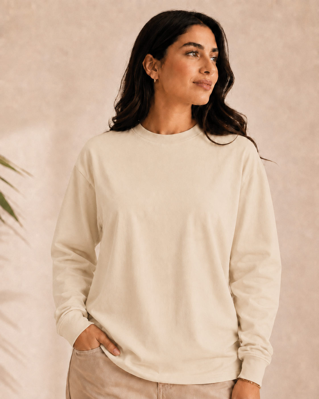 Off-white basic Long sleeve T-shirt for women