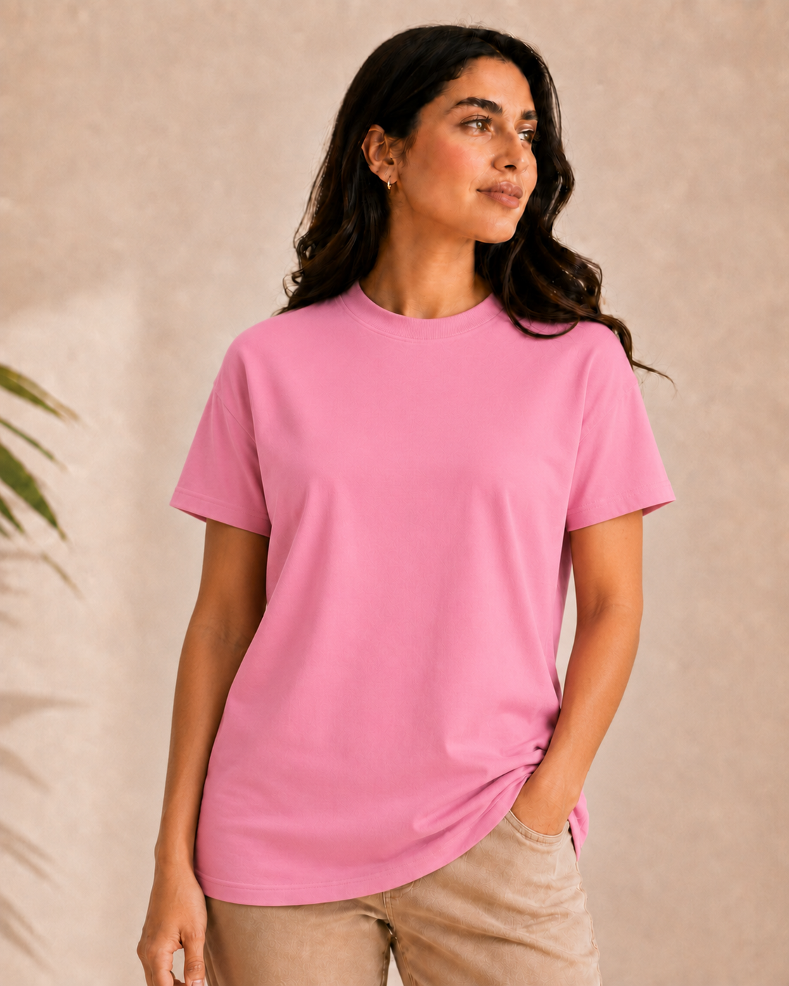 Pink basic T-shirt for women